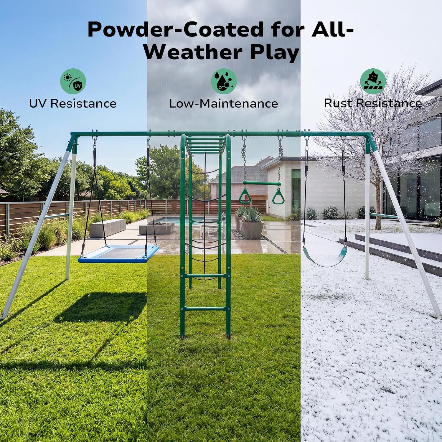 Kids Outdoor Monkey Bar Set - Backyard Swing Set with Monkey Bars