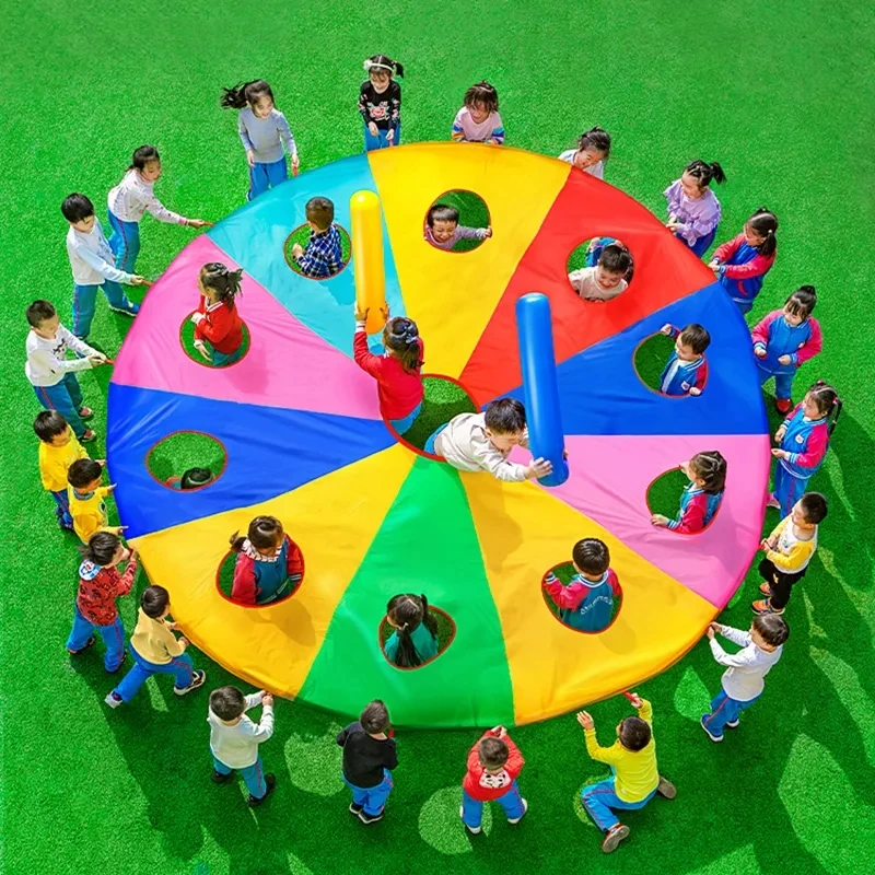 Kids Outdoor Games For Party - Rainbow Parachute Knock Gopher Multiplayer Interactive