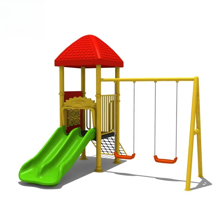 Kids Outdoor Swing And Slide - Steel Playground Equipment, Composite Swings, Plastic