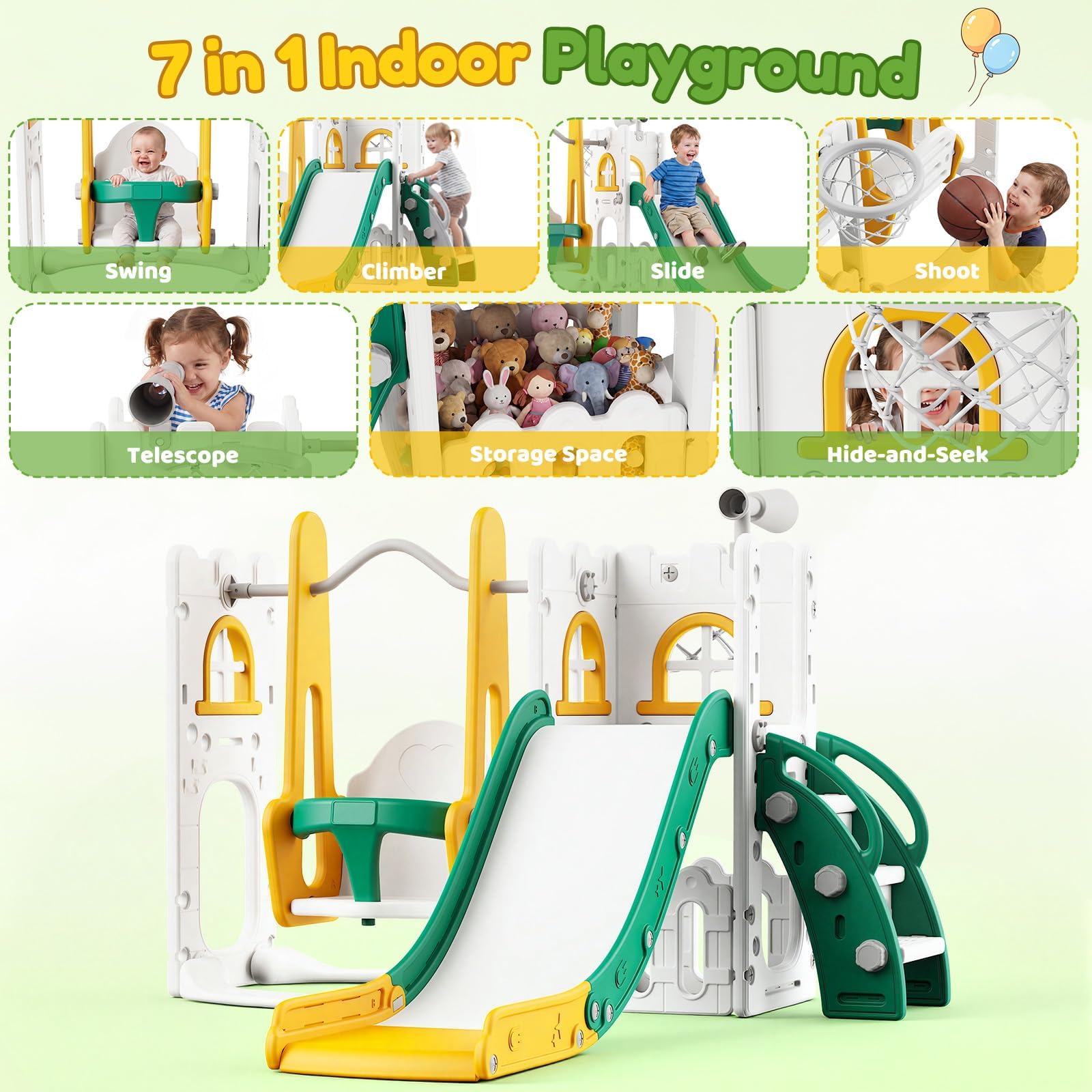 7 in 1 Toddler Slide And Swing - огляд і ціна Kids Outdoor Swing And Slide
