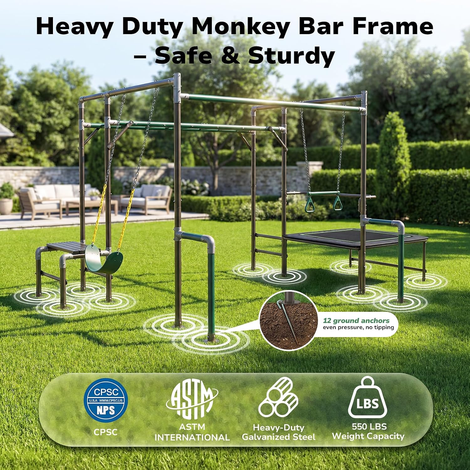 Monkey Bars Kids Outdoor Jungl - огляд і ціна Kids Outdoor Monkey Bar Set