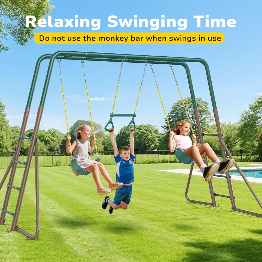 Heavy Metal Outdoor Swing Set  - огляд і ціна Kids Outdoor Monkey Bar Set