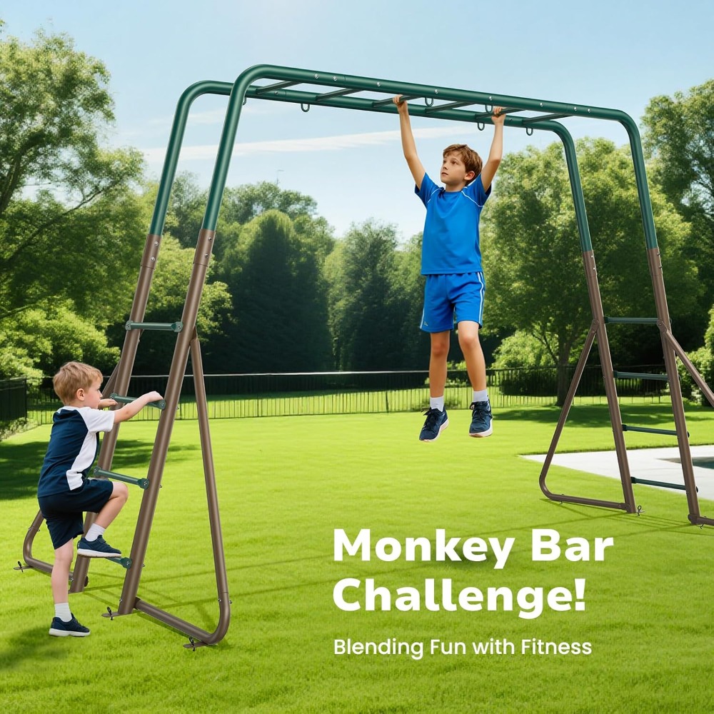 Heavy Metal Outdoor Swing Set  - огляд і ціна Kids Outdoor Monkey Bar Set