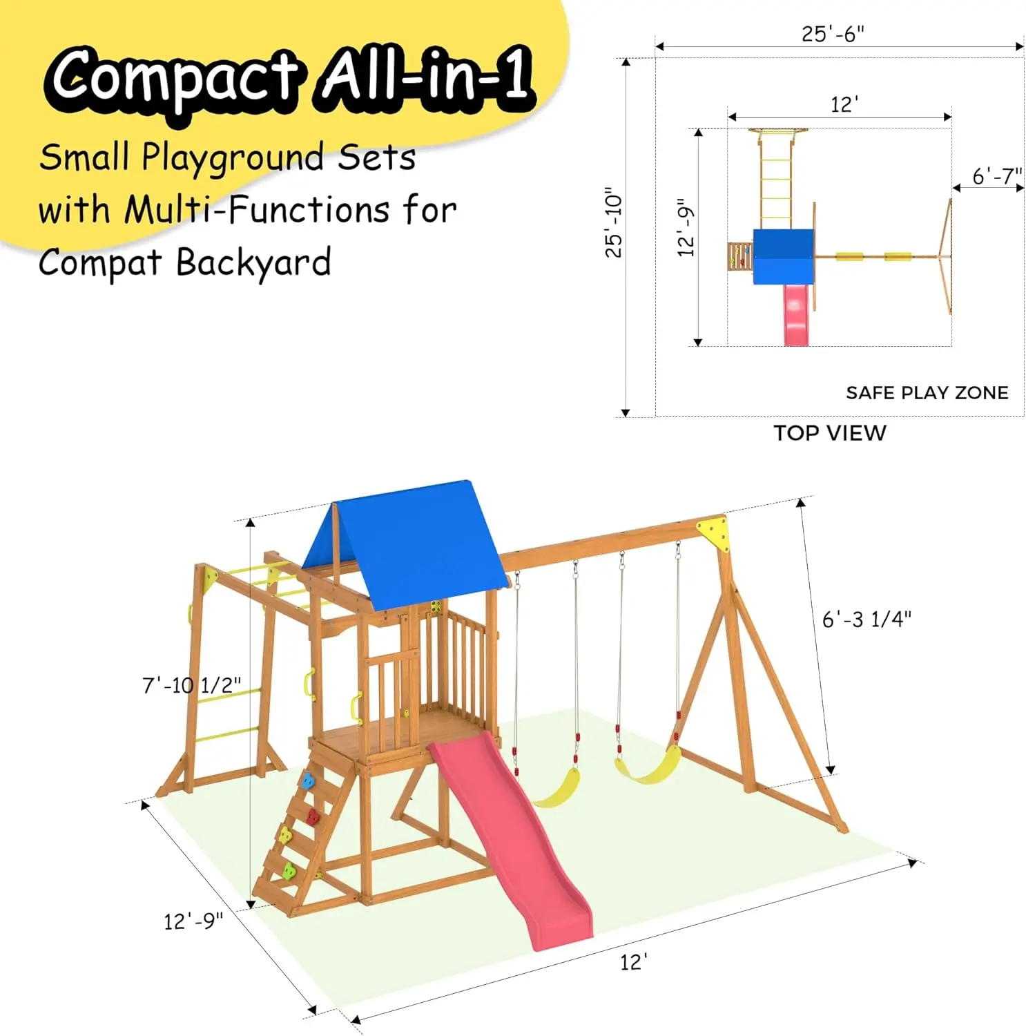 Wooden Swing Sets for Backyard - огляд і ціна Kids Outdoor Monkey Bar Set