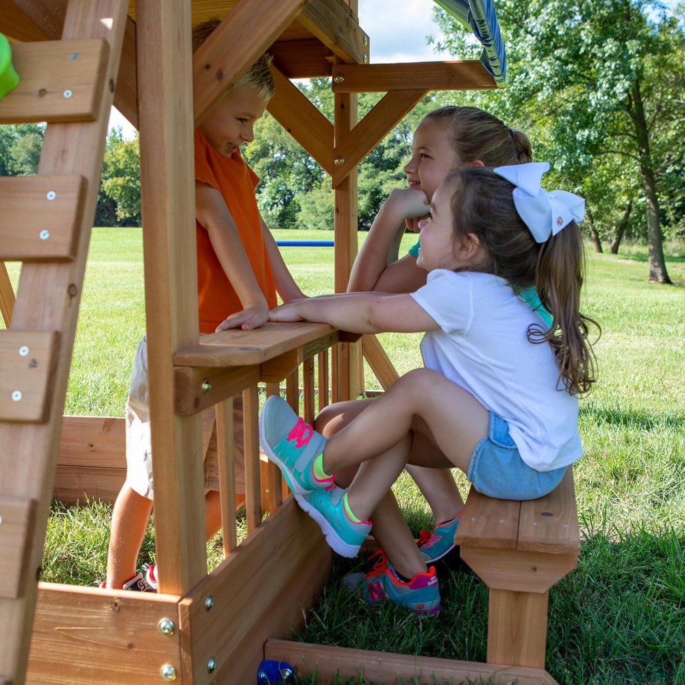 US Shipping Cedar Wood Backyar - огляд і ціна Kids Outdoor Monkey Bar Set